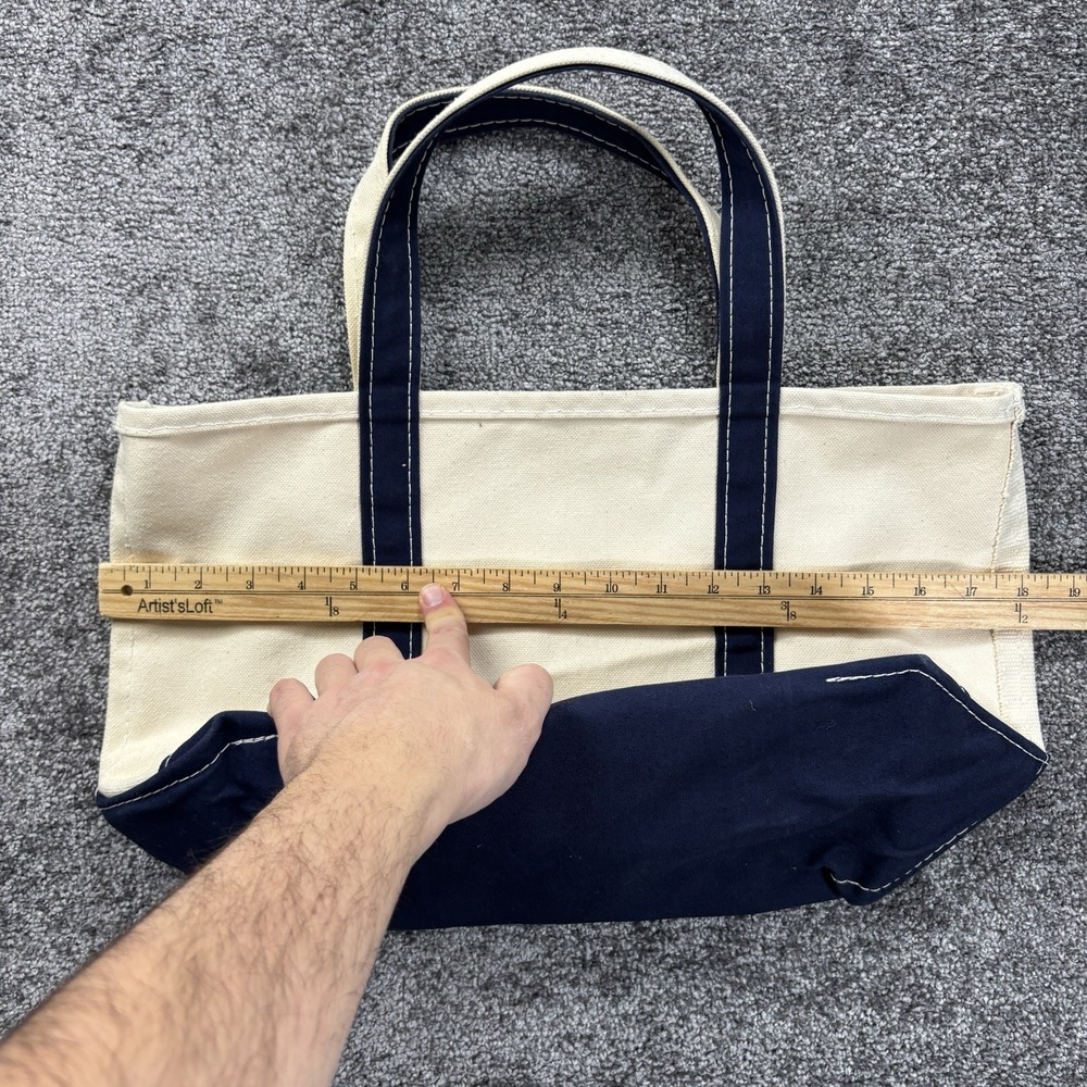Vintage L.L.Bean Boat And Tote Bag Medium White Blue USA Made El Mirador Sun - Picture 8 of 11